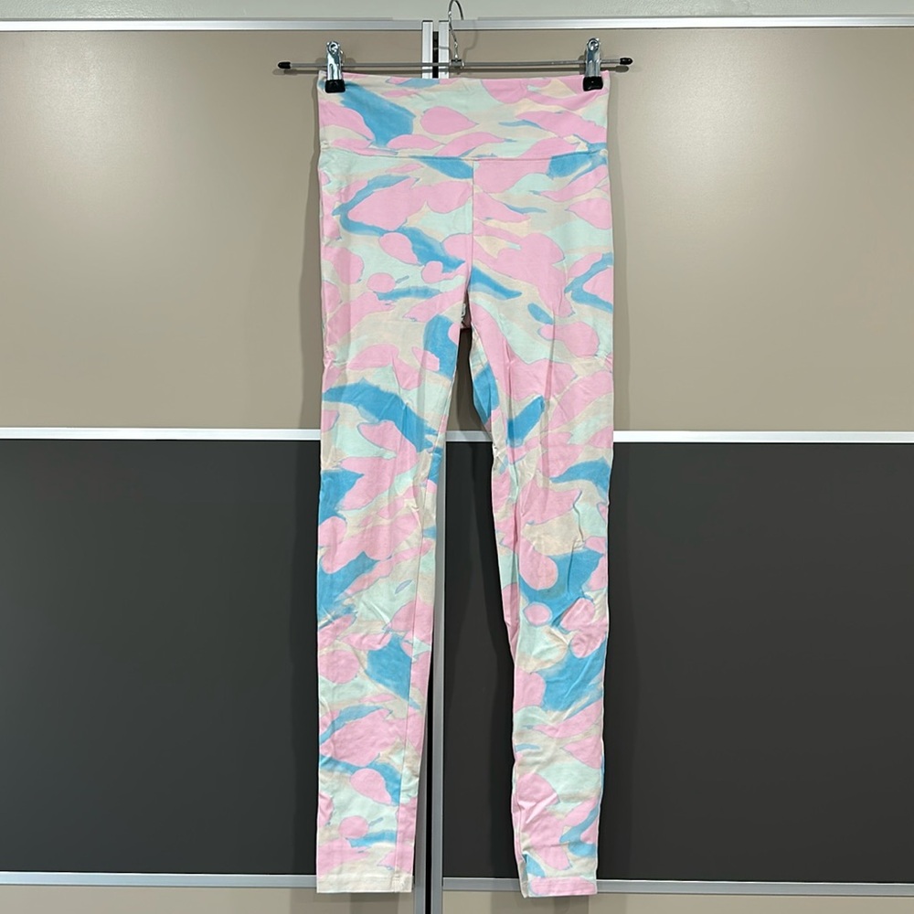 BP multicolored pink white blue leggings pants yoga funky summer festival Y2K